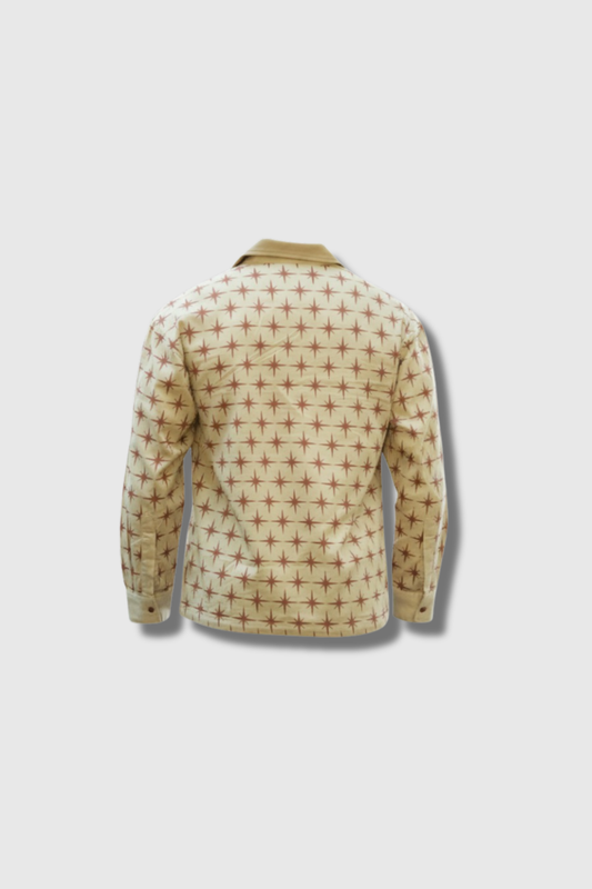 Cream Twill All-Over star Print boxy Shirt