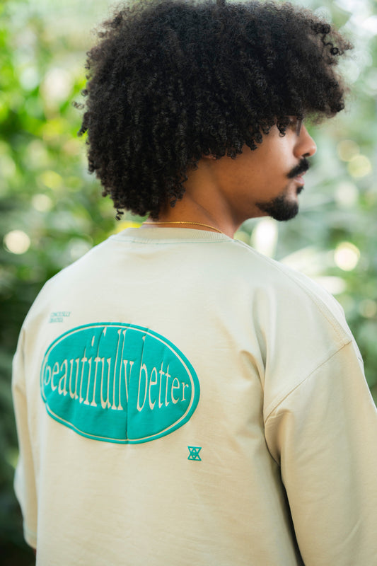 Grey Contrast Stitch Puff Print boxy Tee