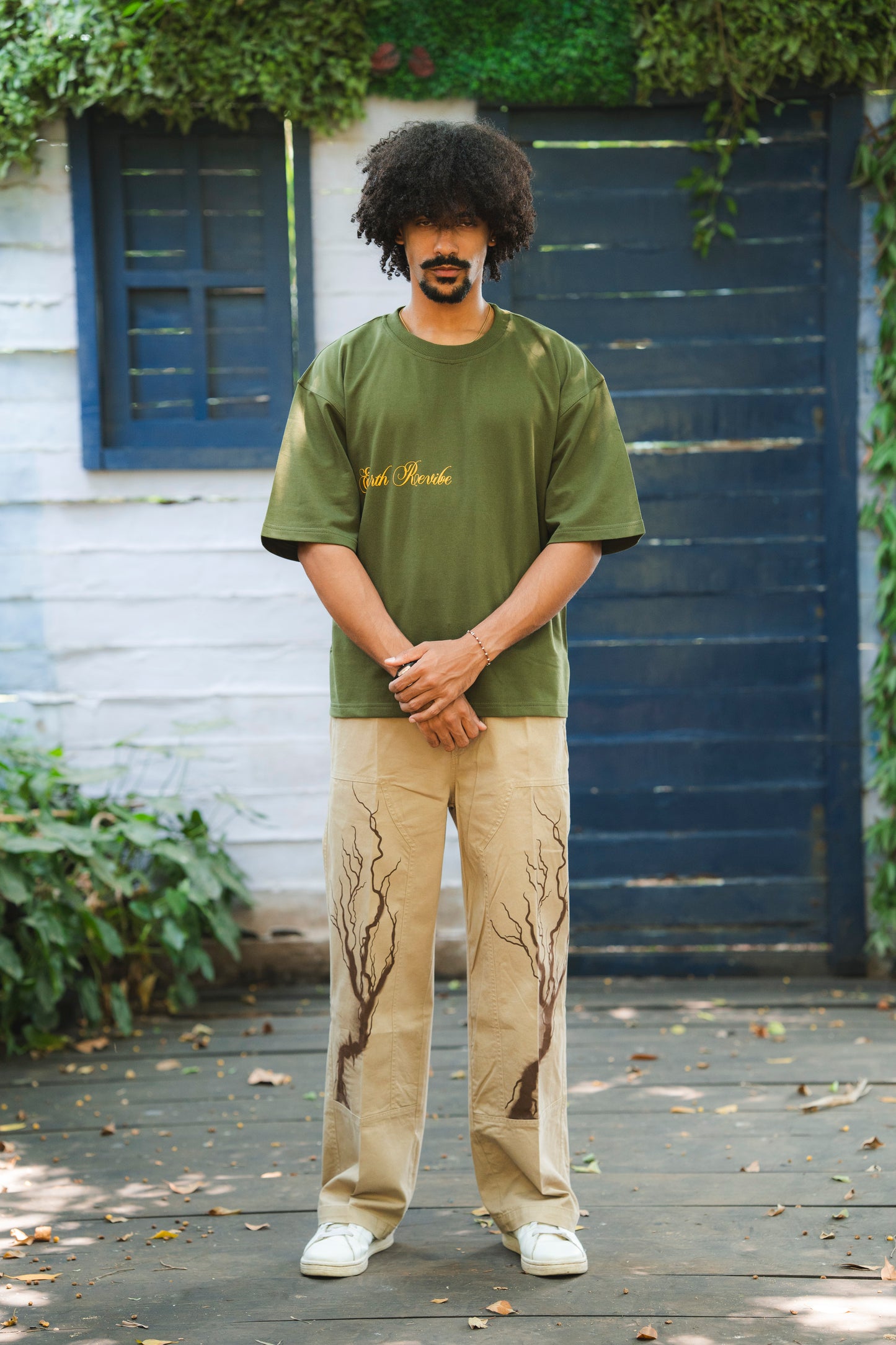 Olive Herbal Cotton Reflective Boxy Tee