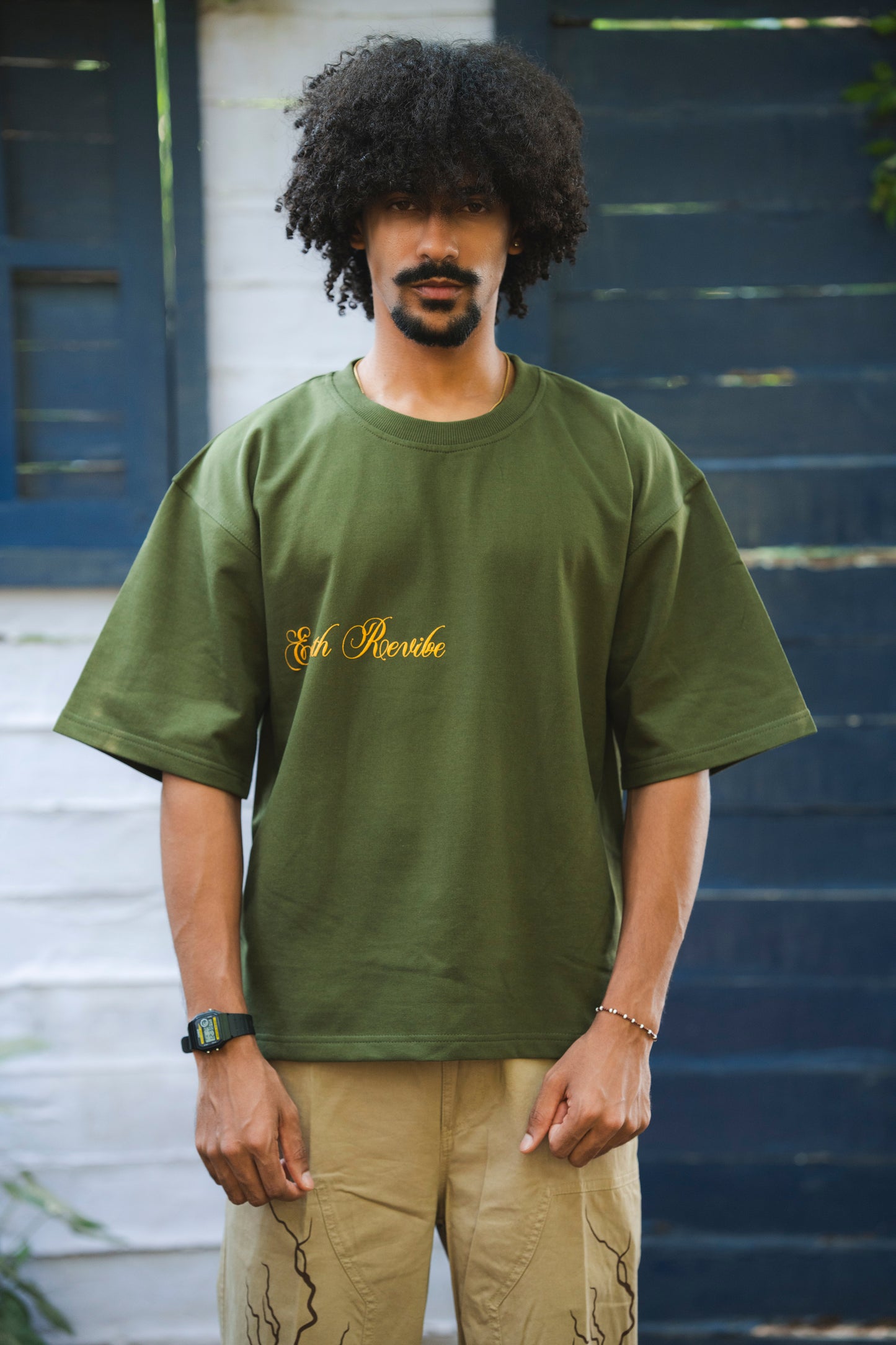 Olive Herbal Cotton Reflective Boxy Tee