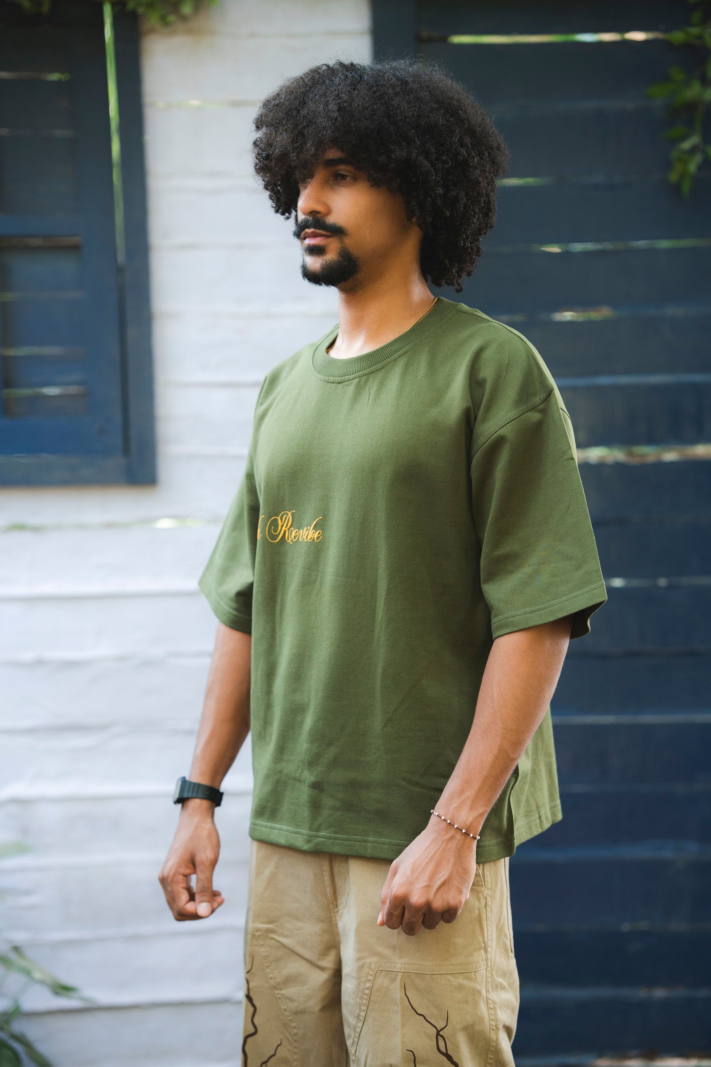 Olive Herbal Cotton Reflective Boxy Tee