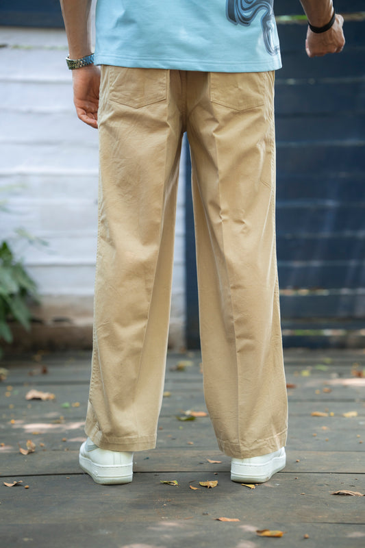 Vintage Print Twill Straight-Fit Pants