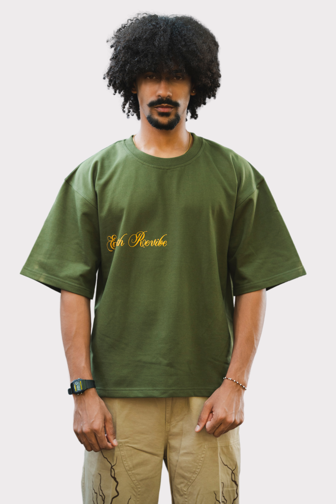 Olive Herbal Cotton Reflective Boxy Tee