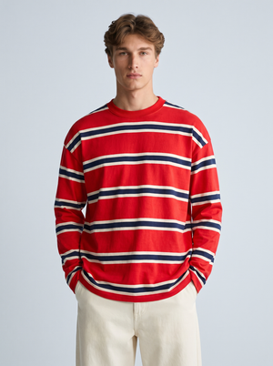 Red Nautical Stripe Long-Sleeve Tee