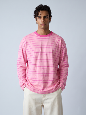 Pink Tonal Stripe Long-Sleeve Tee