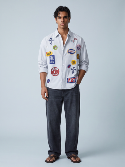 Badge Pinstripe Shirt