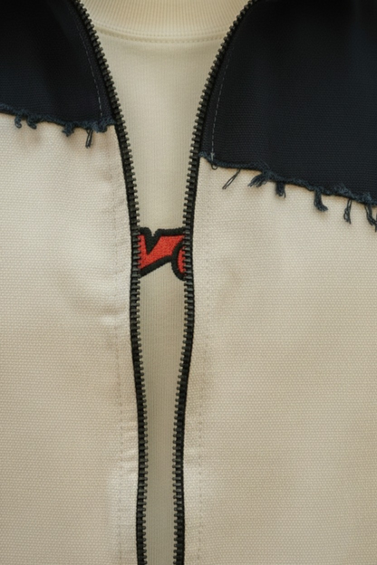 White & Black Twill Zipper Shacket
