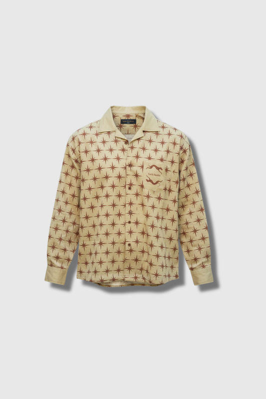 Cream Twill All-Over star Print boxy Shirt