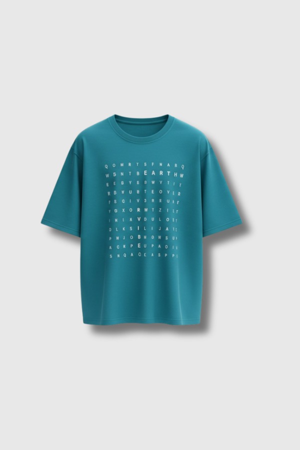 Plain Blue word hunt boxy Tee