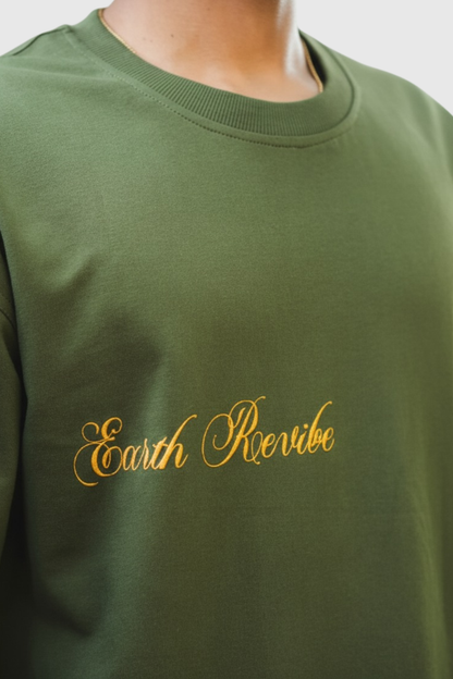 Olive Herbal Cotton Reflective Boxy Tee