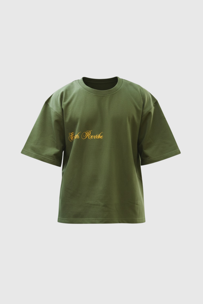 Olive Herbal Cotton Reflective Boxy Tee