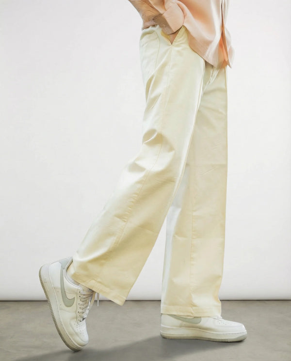 Twill (Off-White Cotton Formal Trousers)