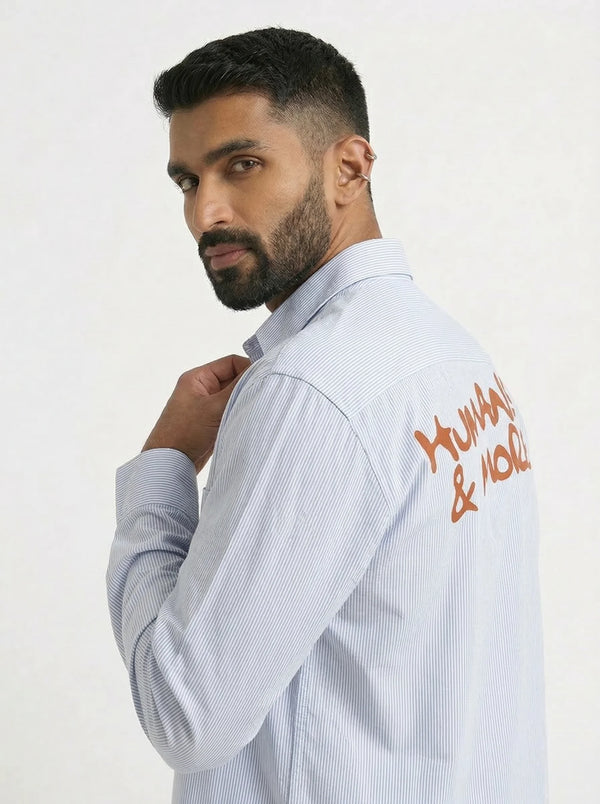 Blu (Skin Cotton Oversized Stripe boxy fit Shirt)