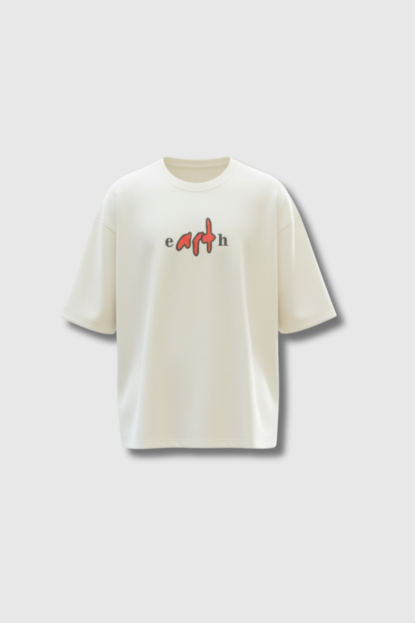 Cream Cotton Puff print Boxy Tee