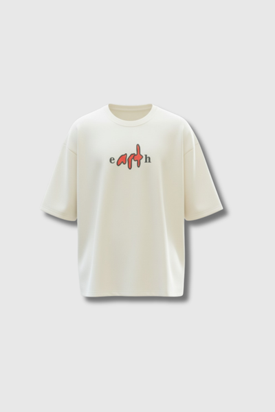 Cream Cotton Puff print Boxy Tee