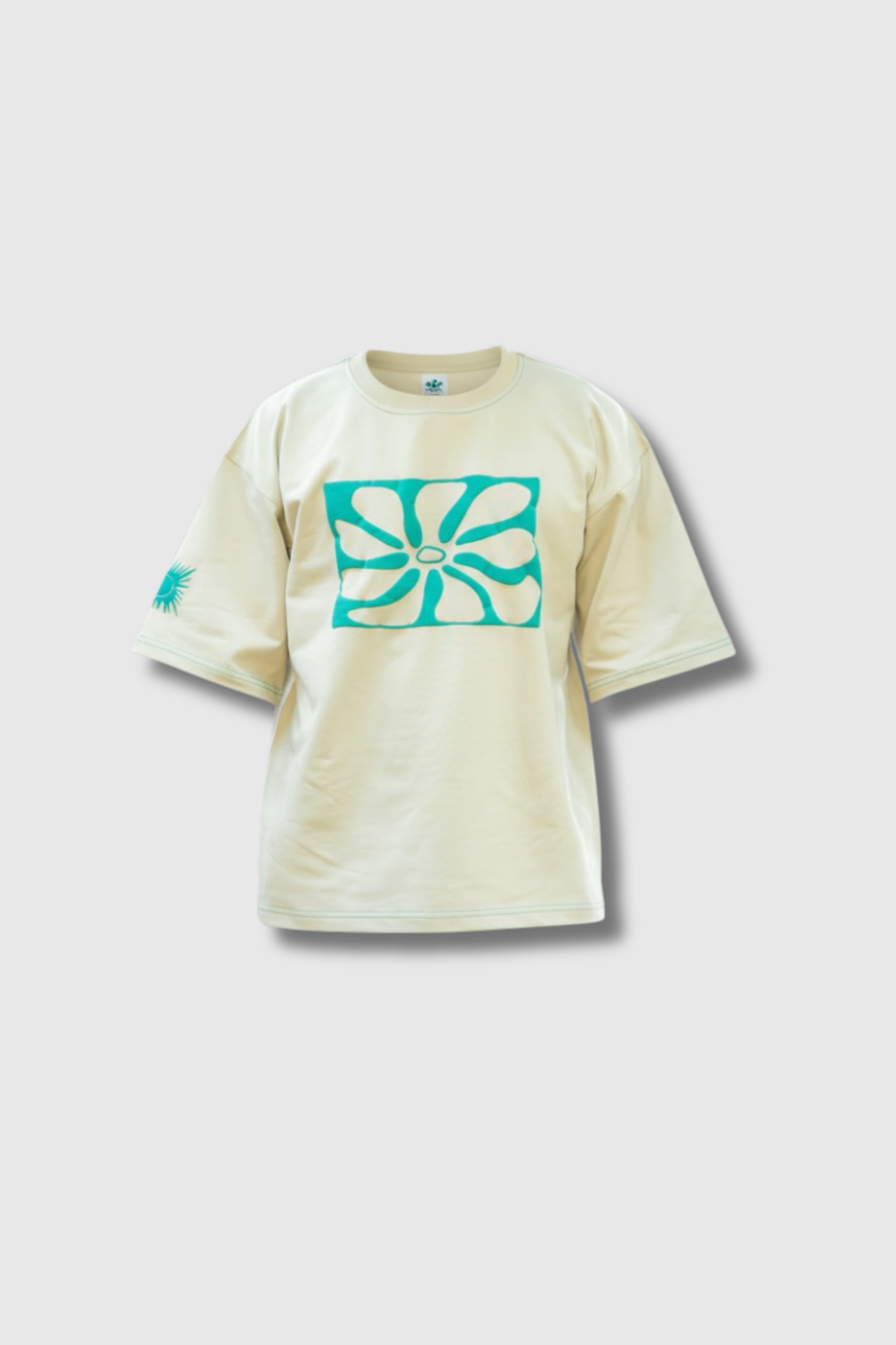 Grey Contrast Stitch Puff Print boxy Tee