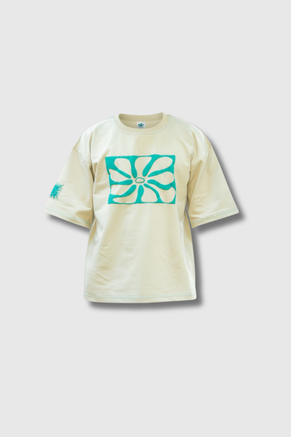 Grey Contrast Stitch Puff Print boxy Tee