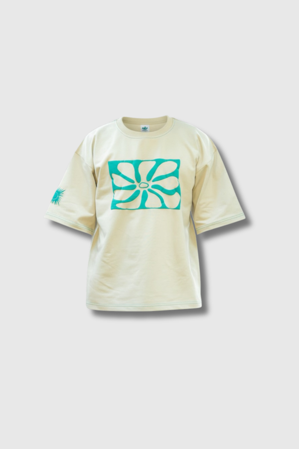 Grey Contrast Stitch Puff Print boxy Tee