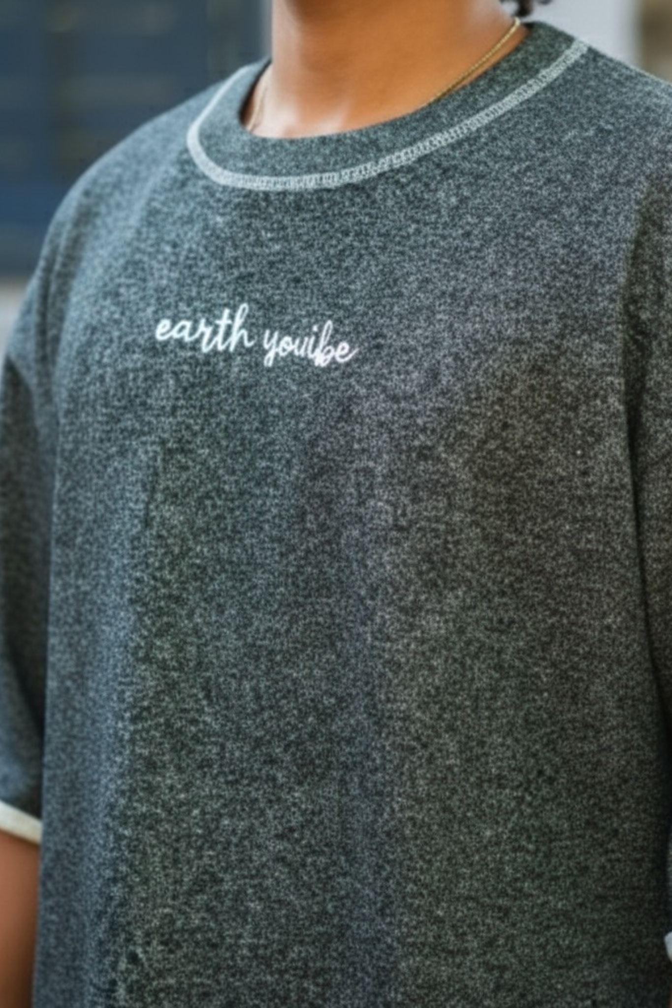 Charcoal Mélange Raw Edge Tee