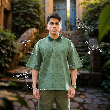 All-Over Print Formal Boxy polo