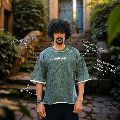 Charcoal Mélange Raw Edge Tee