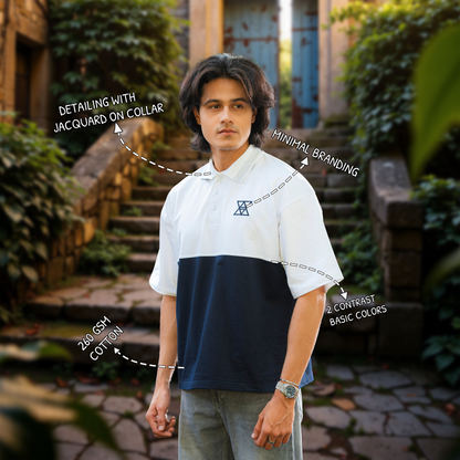 Contrast Oversized polo with unique collar branding