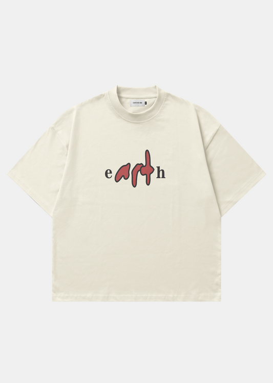 Cream Cotton Puff print Boxy Tee