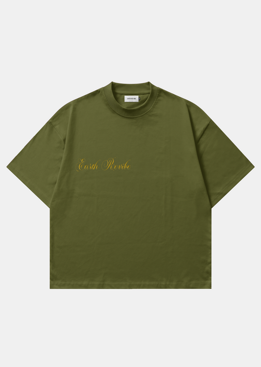 Olive Herbal Cotton Reflective Boxy Tee