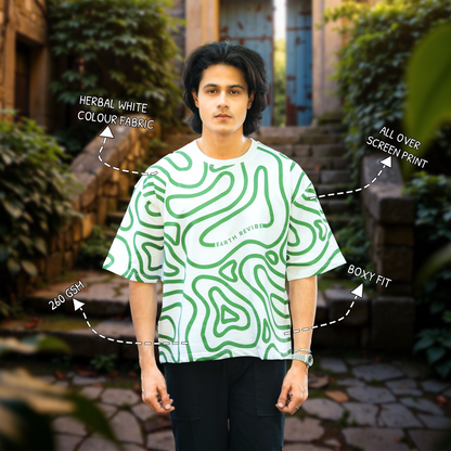 Herbal White All-Over Print Boxy Tee