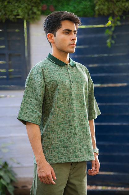 All-Over Print Formal Boxy polo