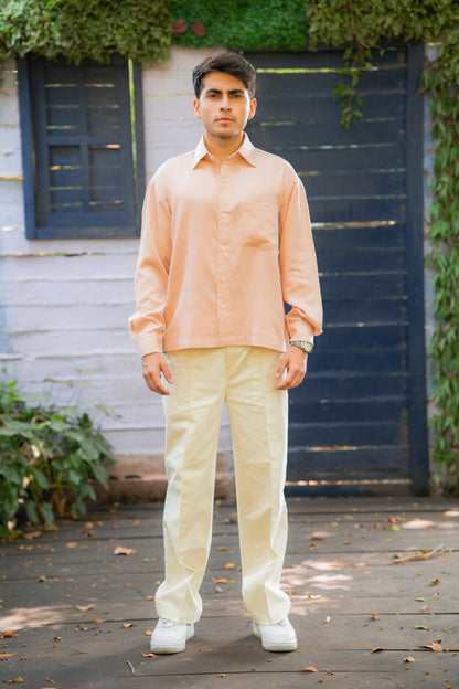 Skin-Conscious Embroidered Collar Boxy Shirt