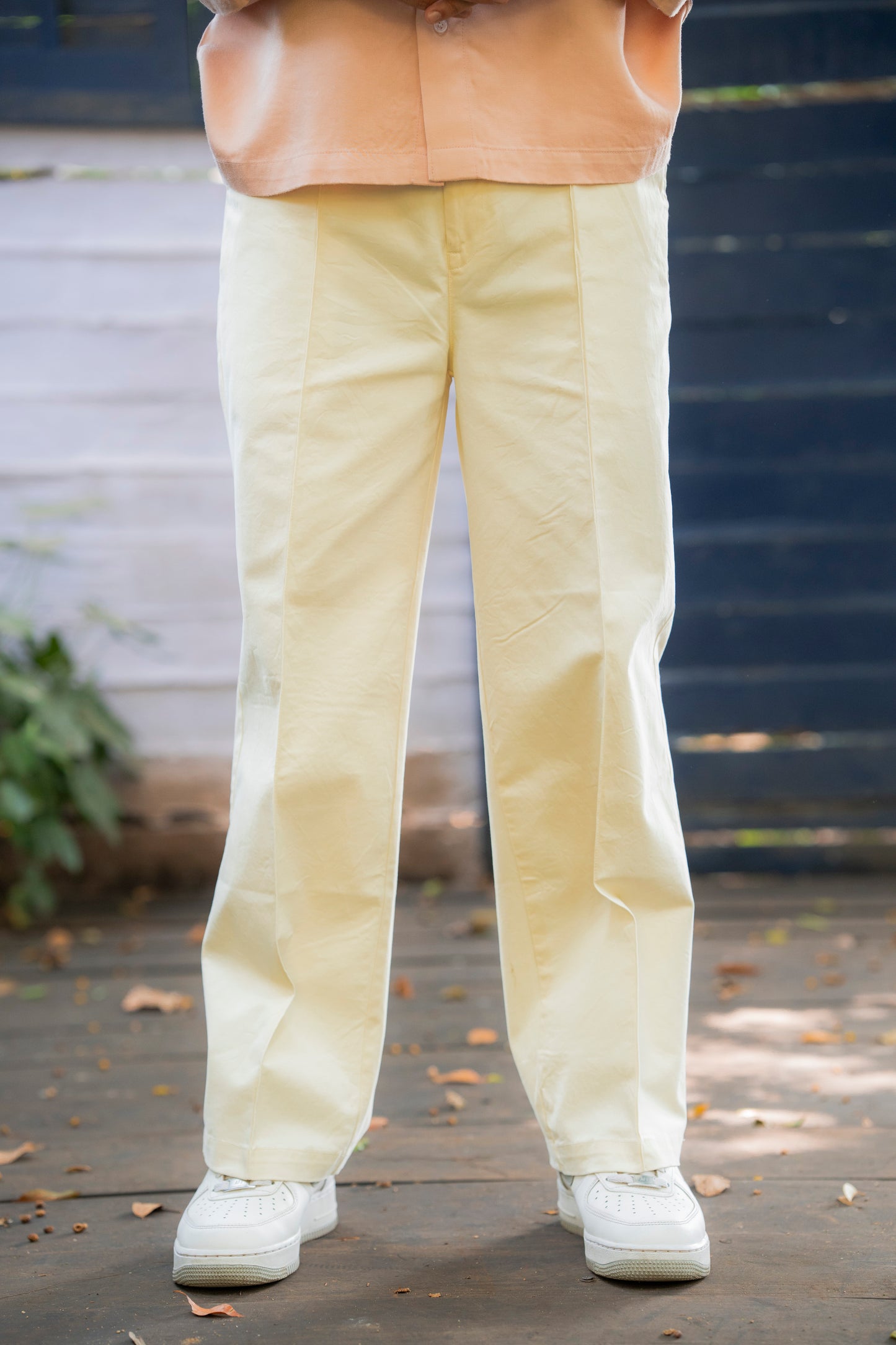 Off-White Cotton Twill Formal Trousers