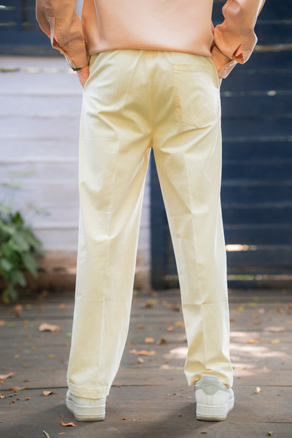 Off-White Cotton Twill Formal Trousers