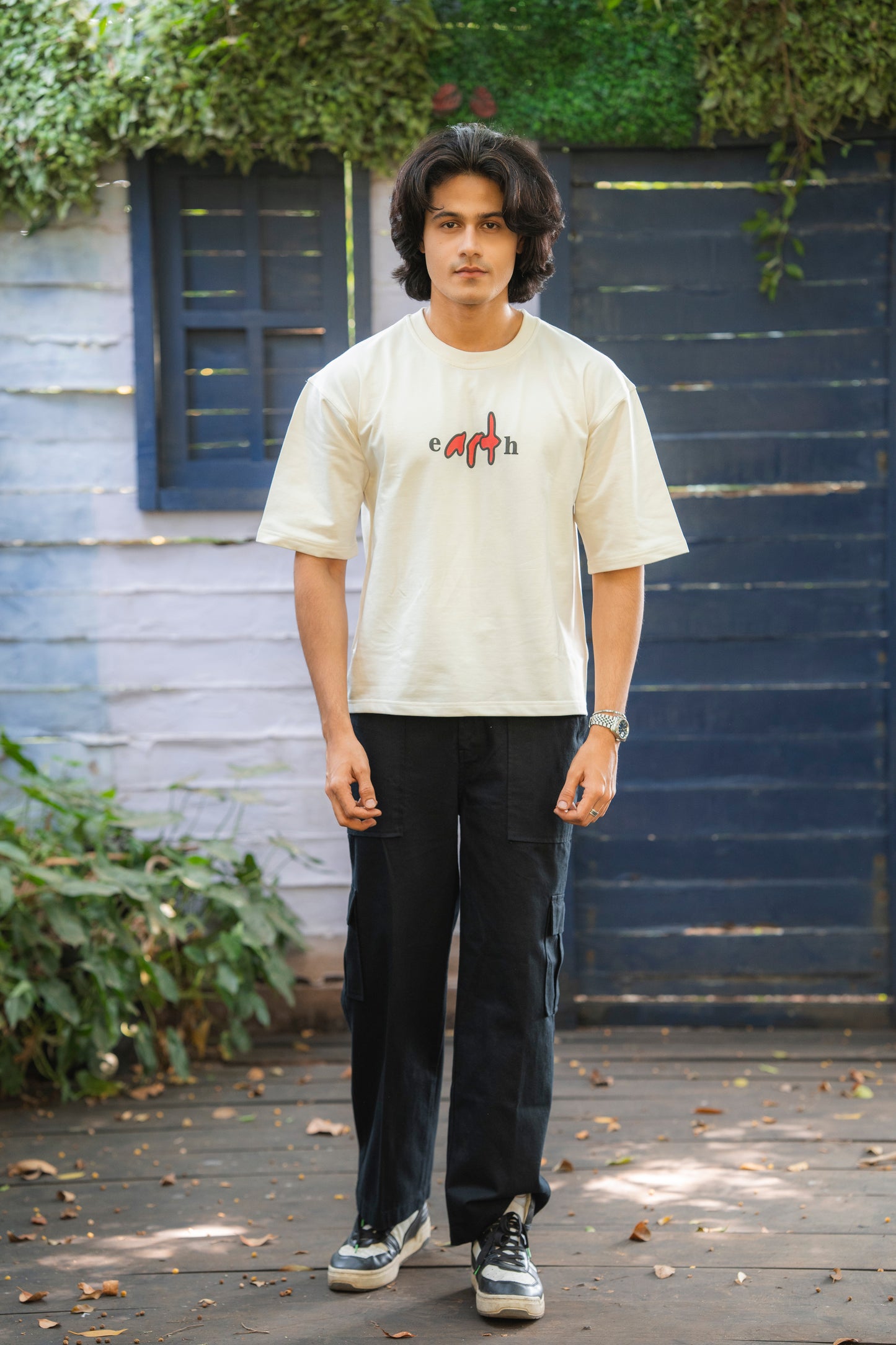 Cream Cotton Puff print Boxy Tee