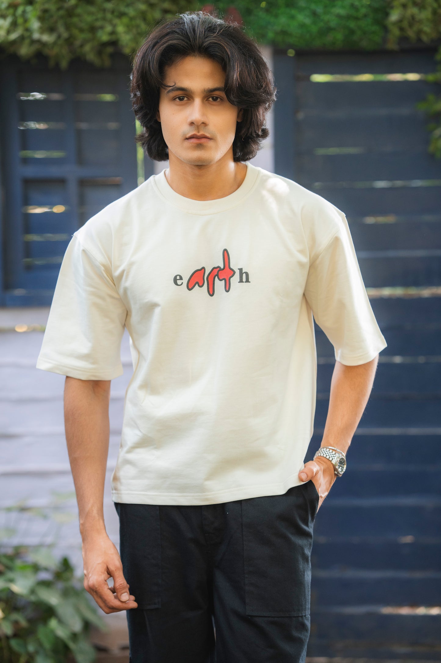 Cream Cotton Puff print Boxy Tee