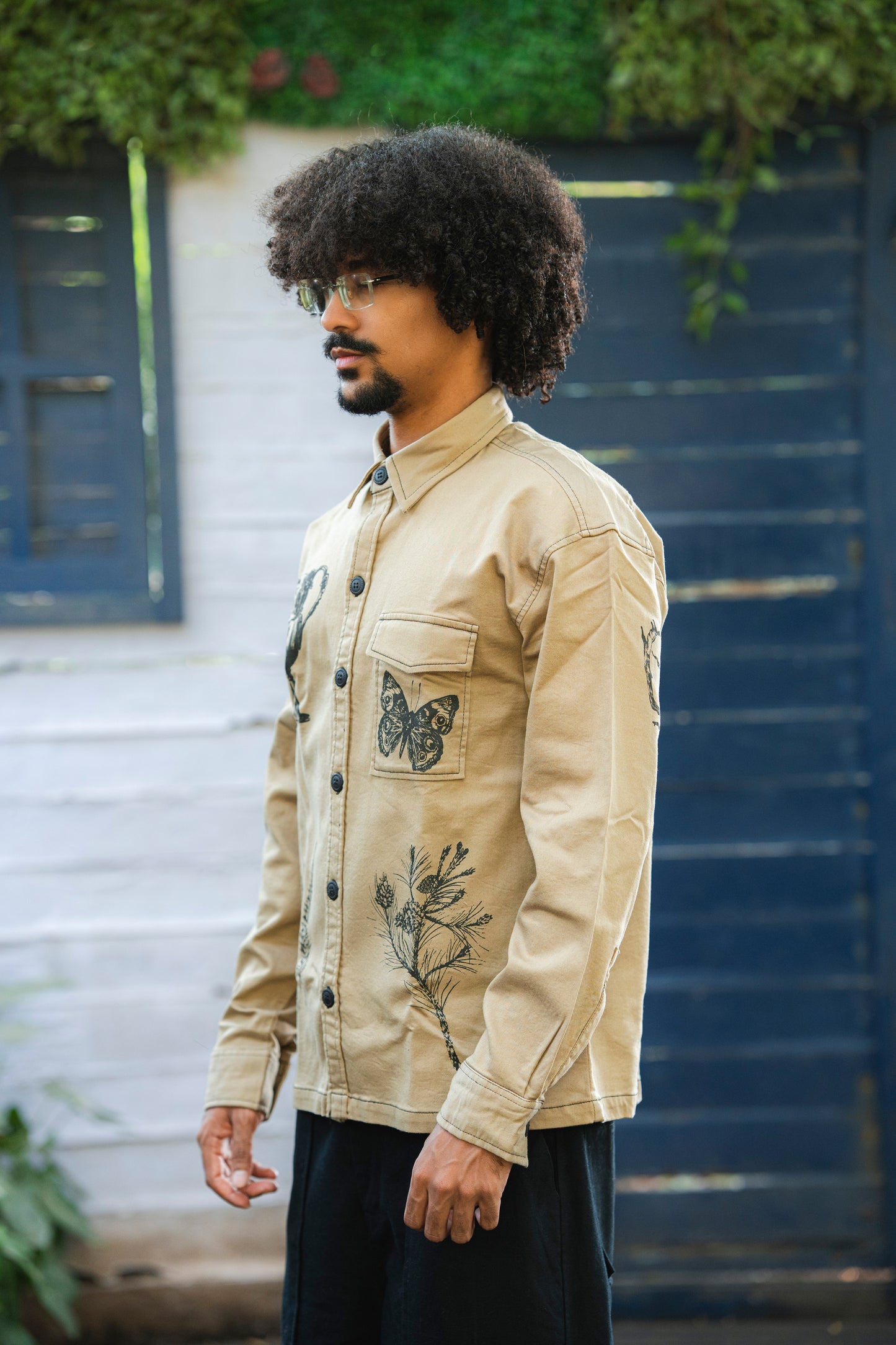 Khakhi Shadow Twill Block print Shirt
