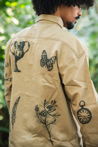 Khakhi Shadow Twill Block print Shirt