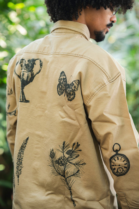 Khakhi Shadow Twill Block print Shirt