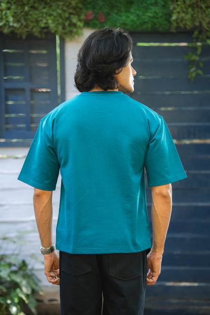 Plain Blue word hunt boxy Tee