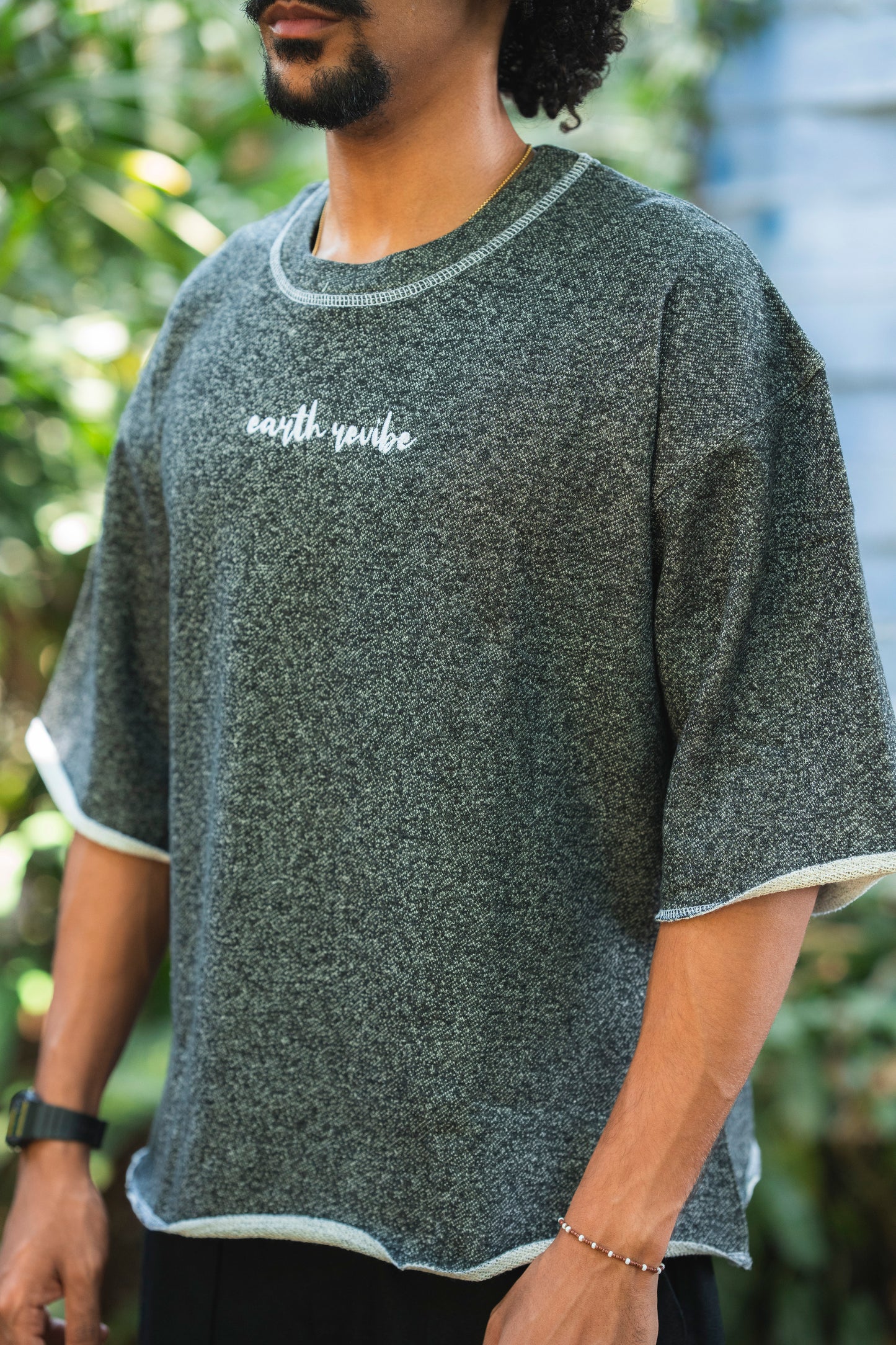 Charcoal Mélange Raw Edge Tee