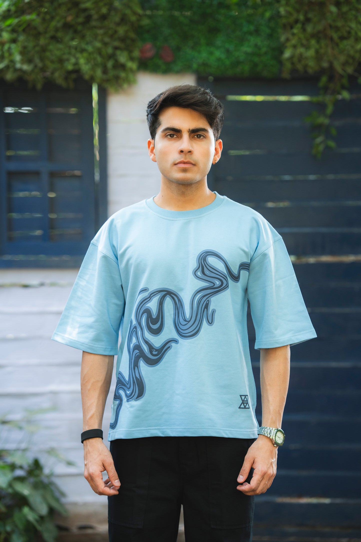 Water color Wave Graphic boxy Tee