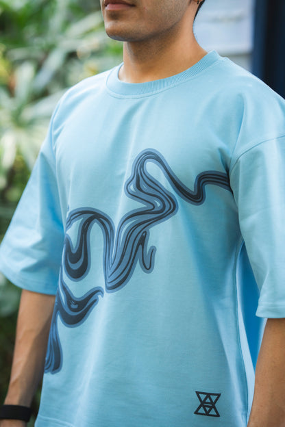 Water color Wave Graphic boxy Tee