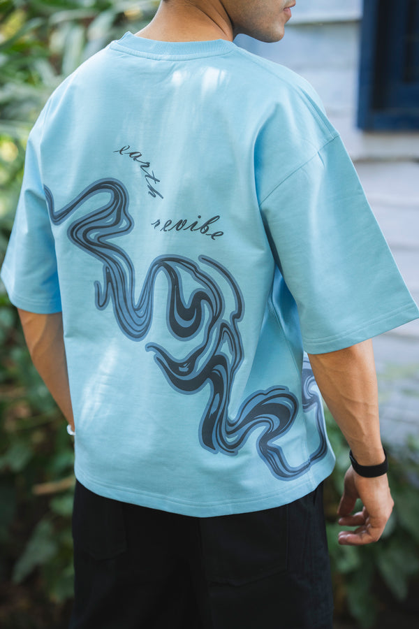 Water color Wave Graphic boxy Tee
