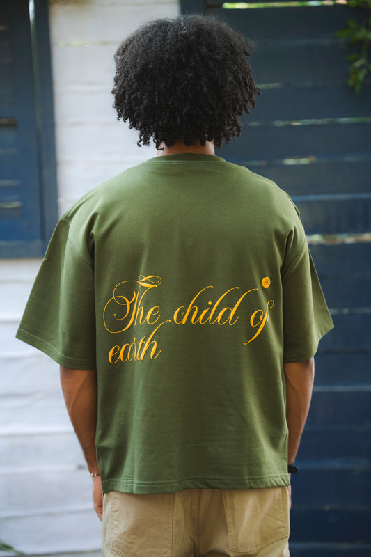 Olive Herbal Cotton Reflective Boxy Tee