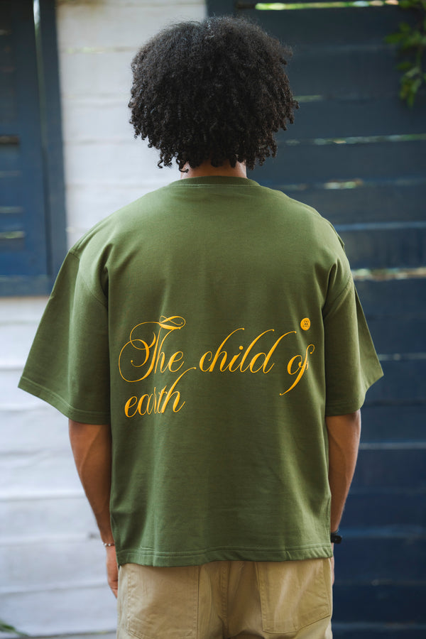 Olive Herbal Cotton Reflective Boxy Tee