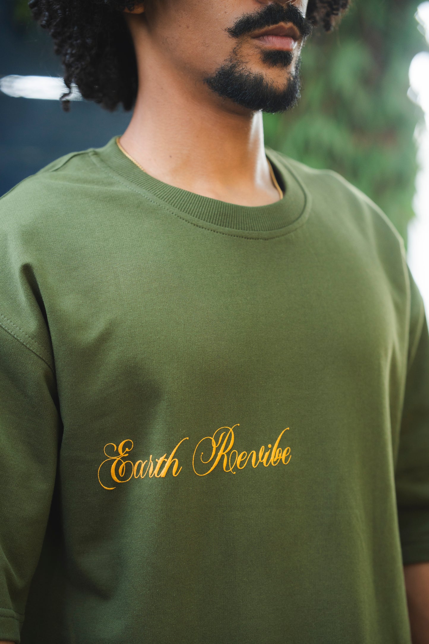 Olive Herbal Cotton Reflective Boxy Tee