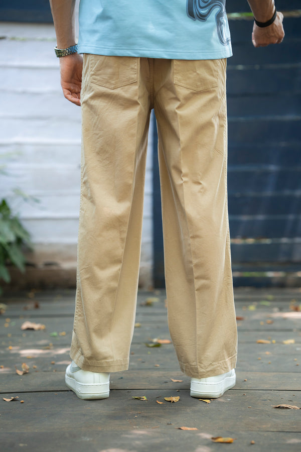 Vintage Print Twill Straight-Fit Pants