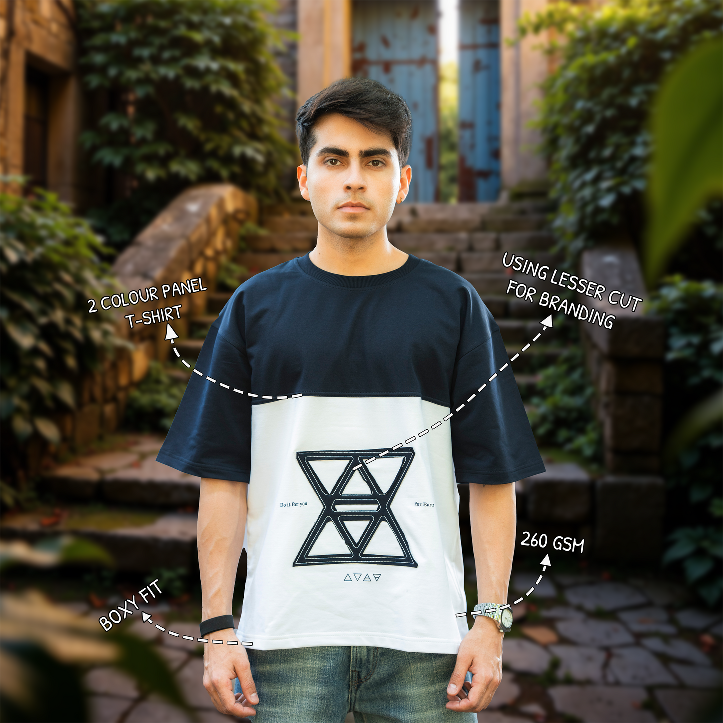 Two-Panel Minimal Branding boxy Tee