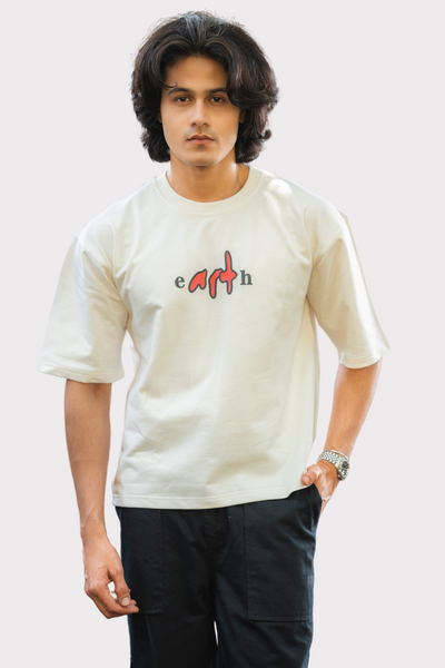 Cream Cotton Puff print Boxy Tee