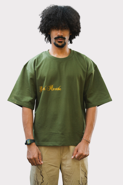Olive Herbal Cotton Reflective Boxy Tee